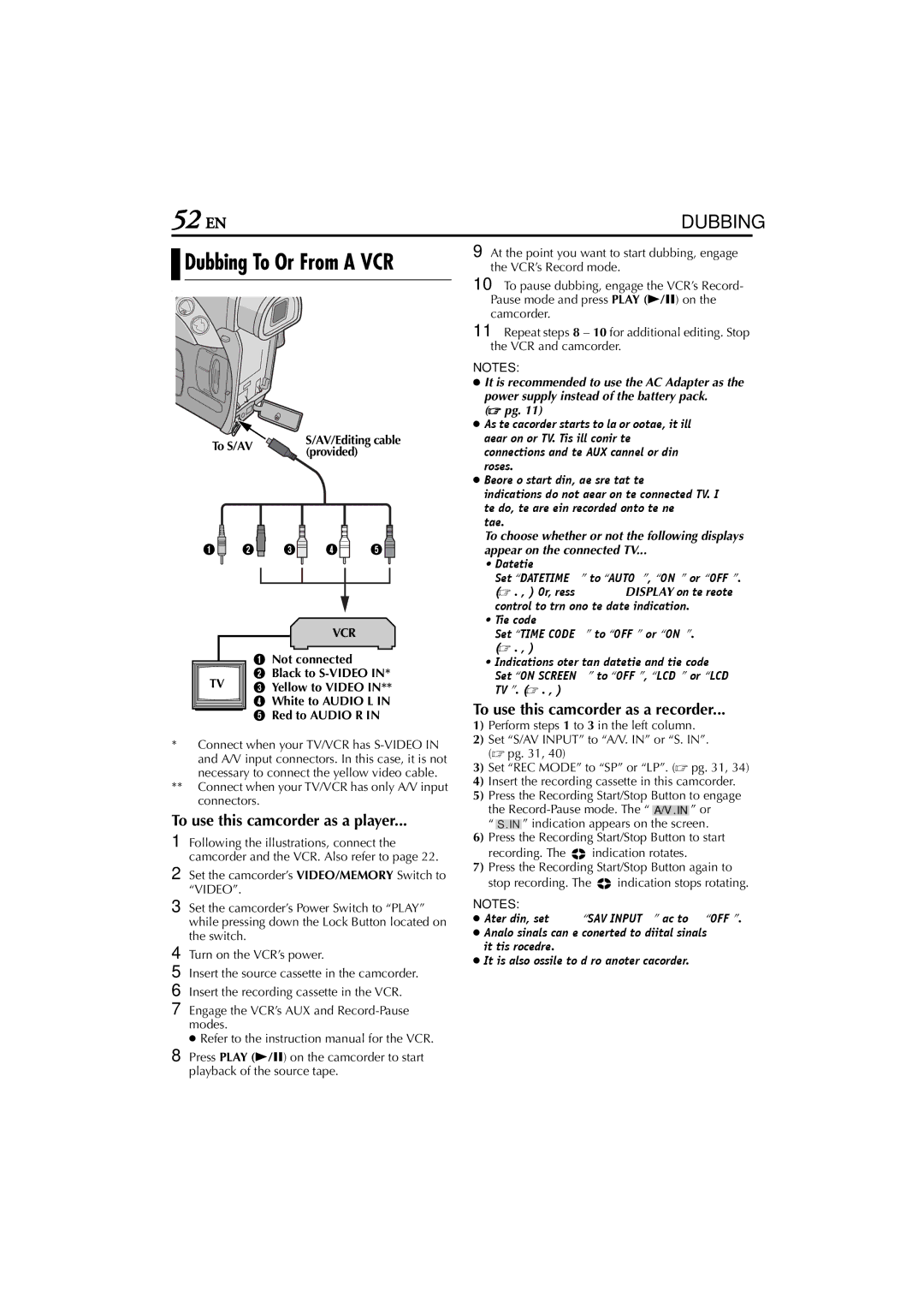 JVC GR-D200 manual To use this camcorder as a player, To use this camcorder as a recorder, Date/time 