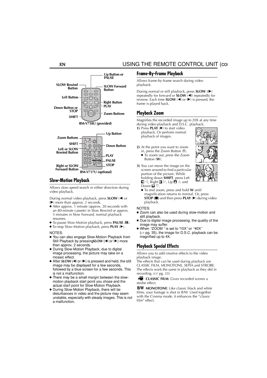 JVC GR-D200 manual Slow-Motion Playback, Stop Shift, Pause 