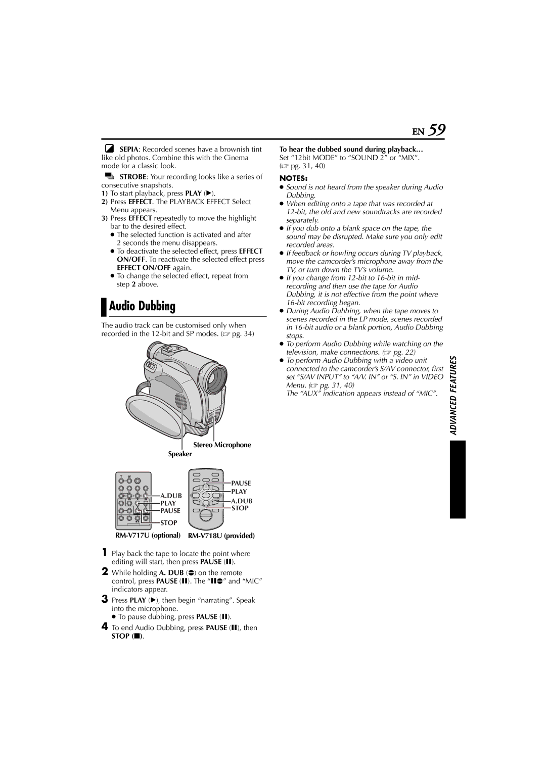 JVC GR-D200 manual Audio Dubbing, En# 