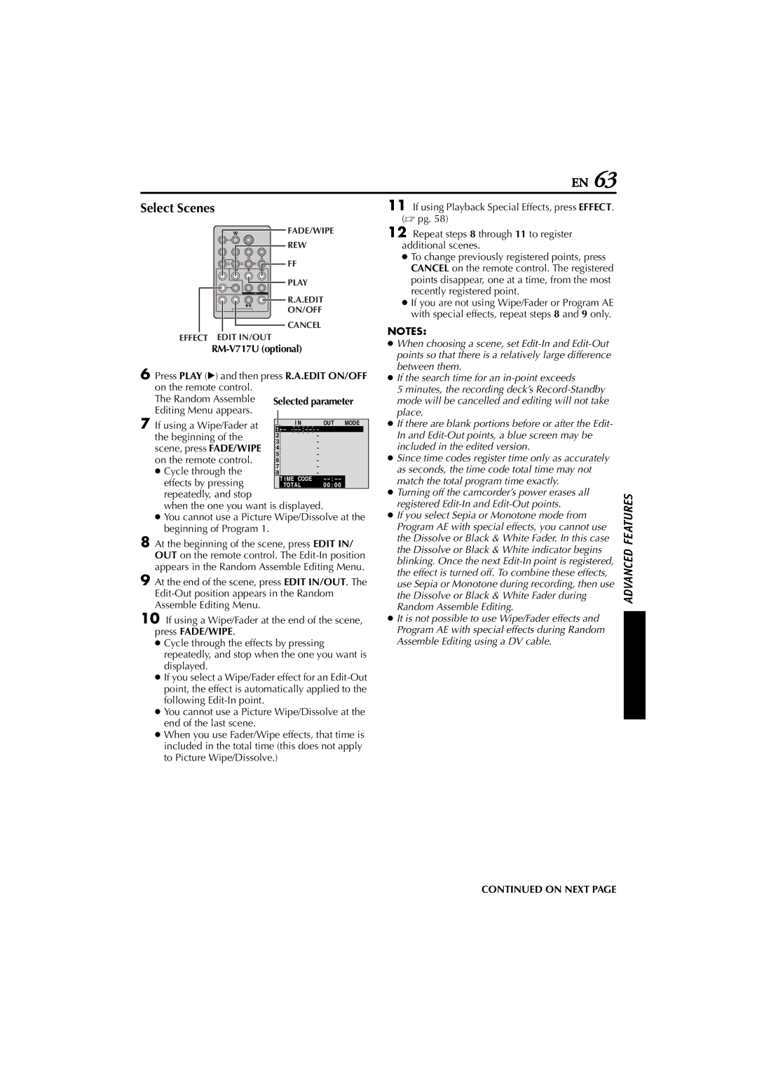 JVC GR-D200 manual Select Scenes, Repeat steps 8 through 11 to register, Additional scenes, Recently registered point 