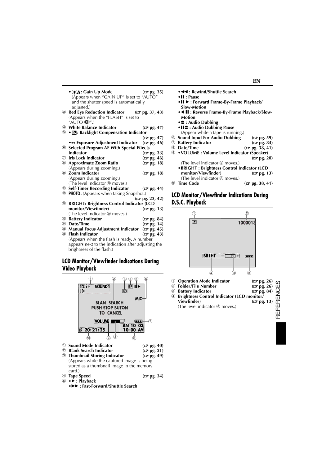 JVC GR-D200 manual LCD Monitor/Viewfinder Indications During Video Playback, Blank Search Push Stop Buton To Cancel 