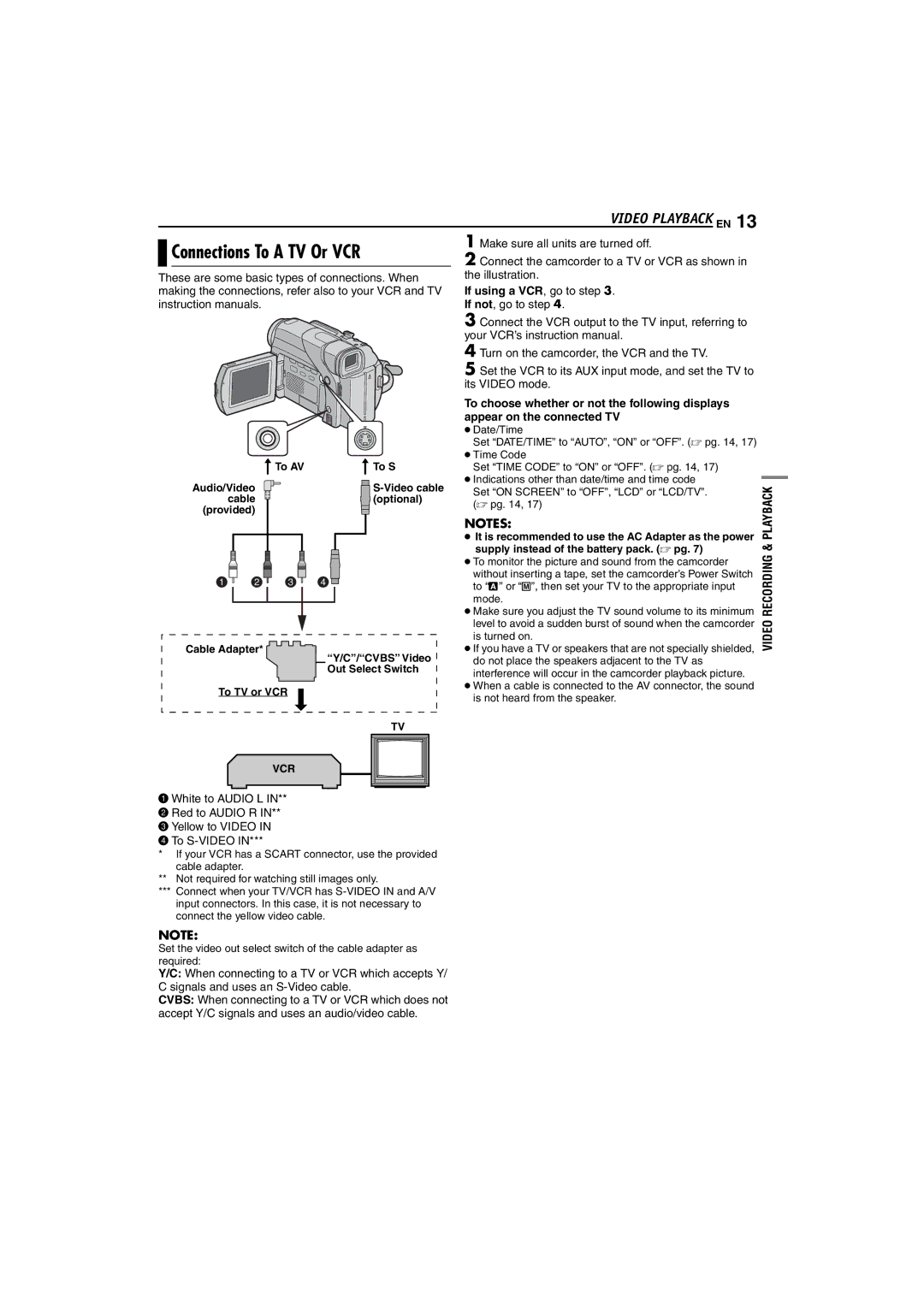 JVC GR-D225 manual Connections To a TV Or VCR, If using a VCR, go to . If not, go to step, To AV To S 