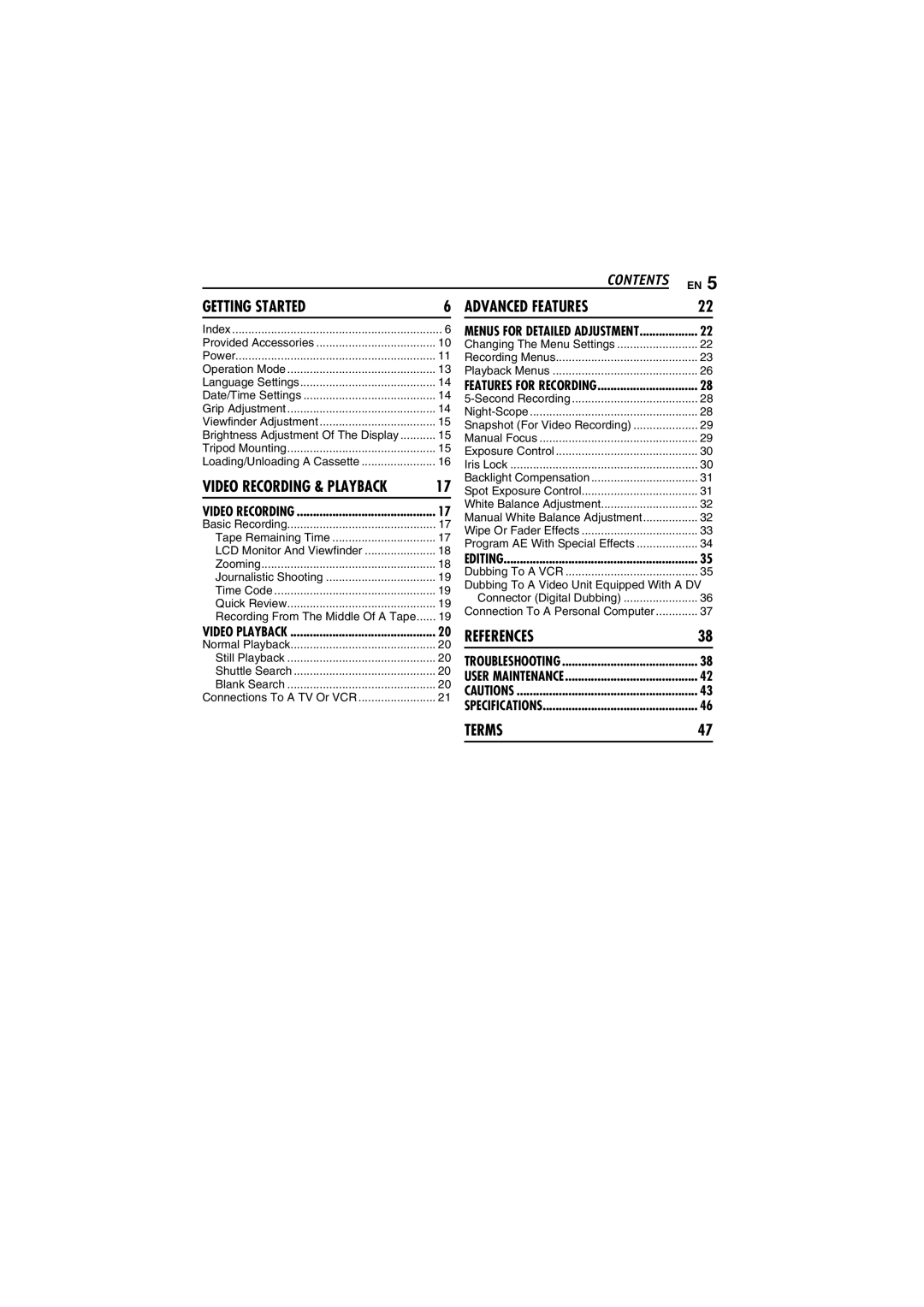 JVC GR-D240 manual References 