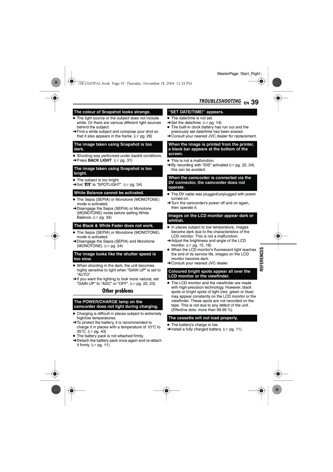 JVC GR-D247 manual Troubleshooting EN, Other problems 