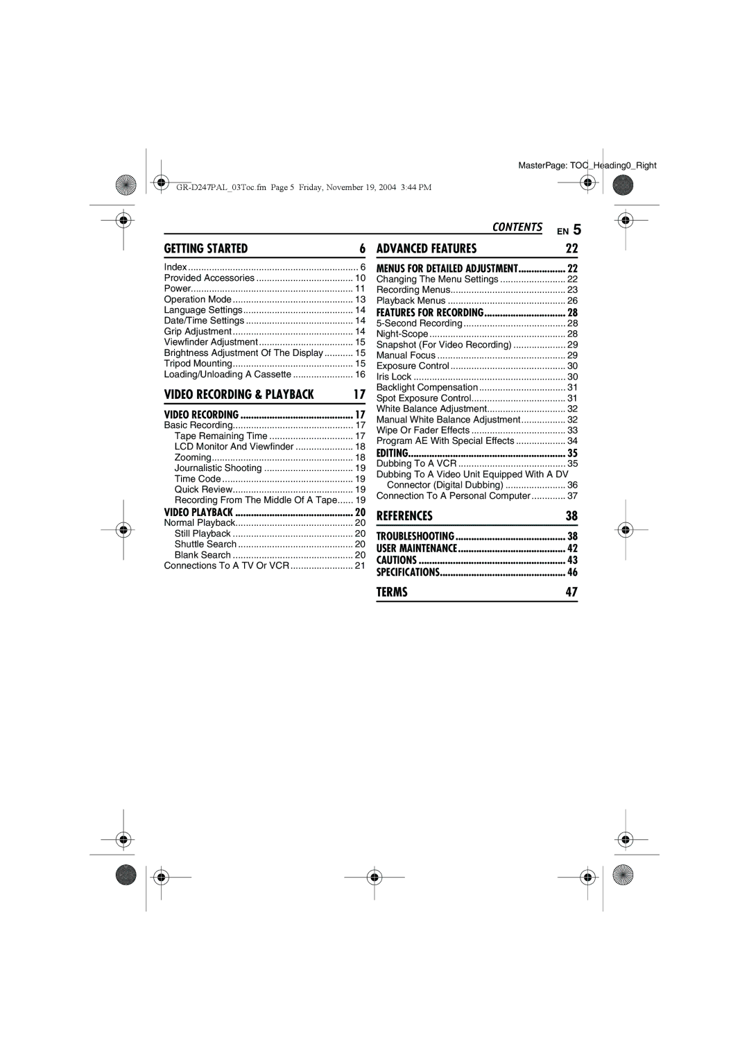 JVC GR-D247 manual References 