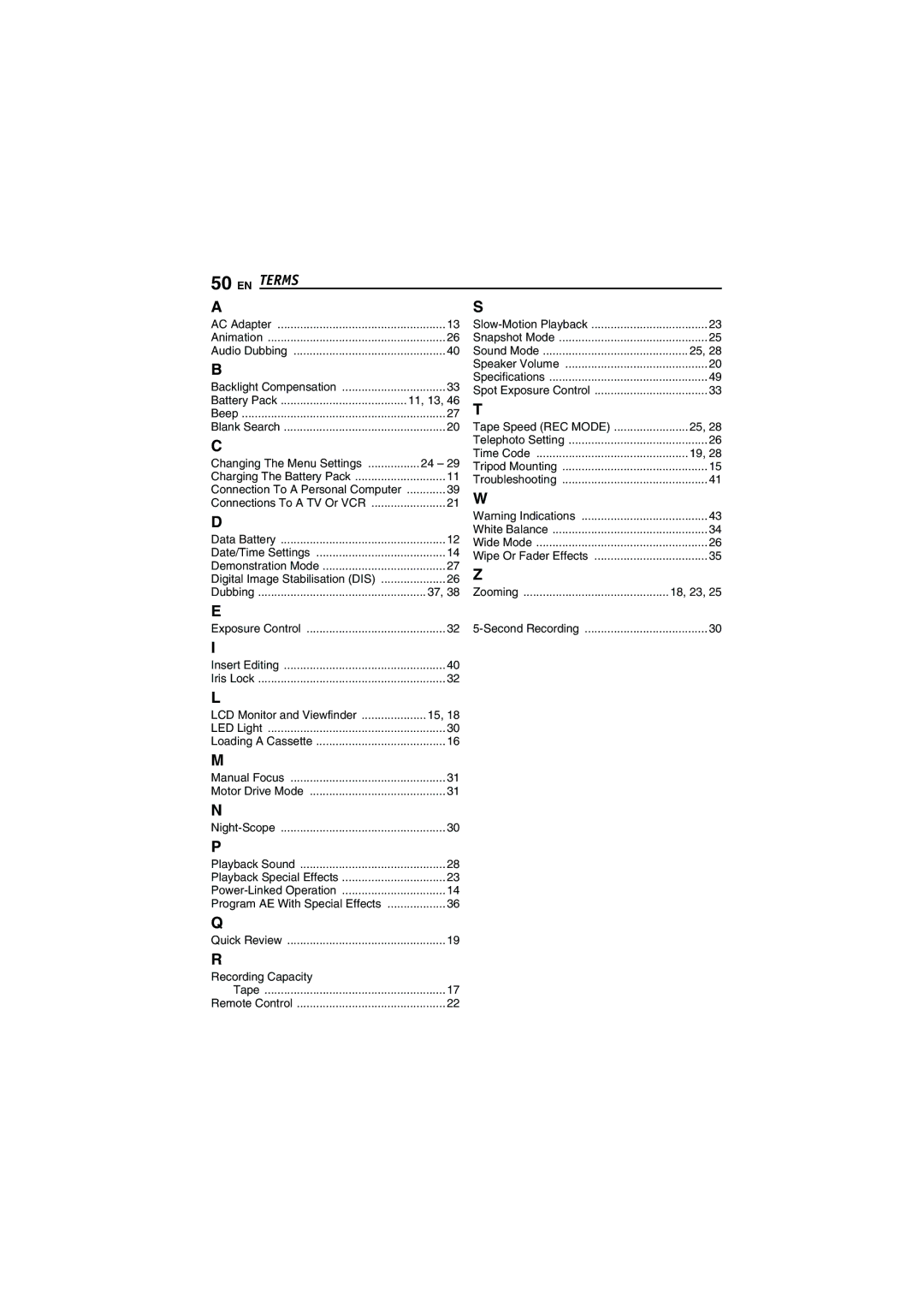 JVC GR-D252 manual Terms, Tape 