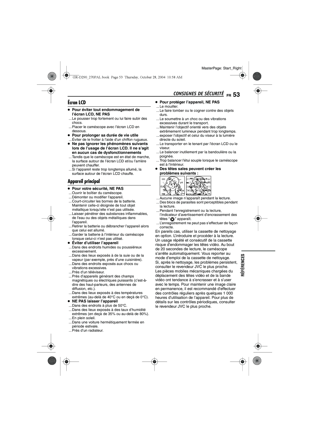 JVC GR-D290, GR-D270 manuel dutilisation Écran LCD, Appareil principal 