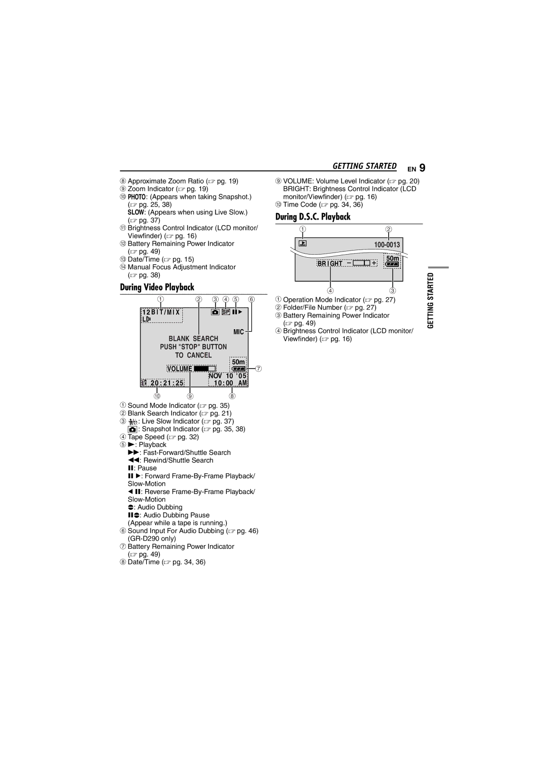 JVC GR-D290 GR-D270 manual During Video Playback, During D.S.C. Playback, Mic, Volume, Br I Ght 