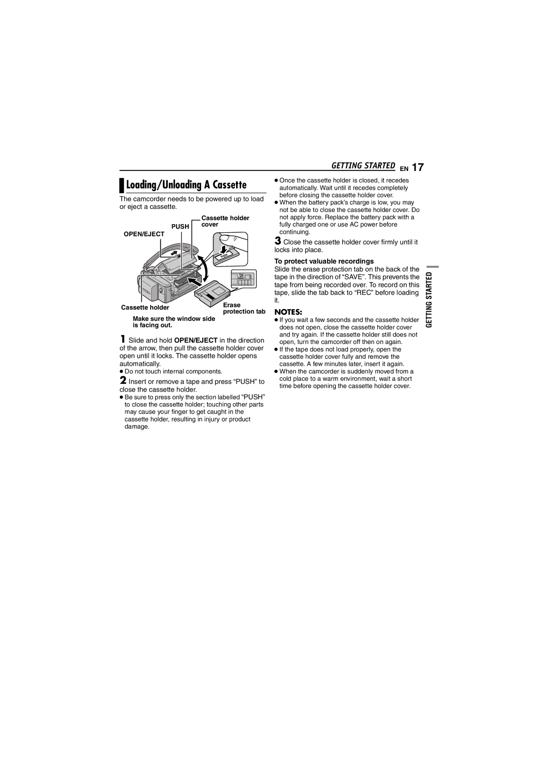 JVC GR-D320EK manual To protect valuable recordings 