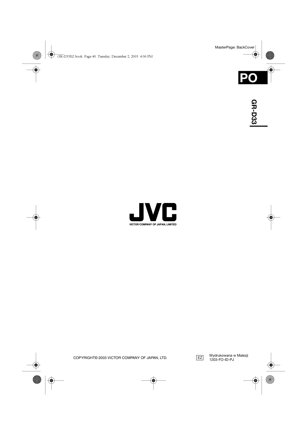 JVC GR-D33 manual 