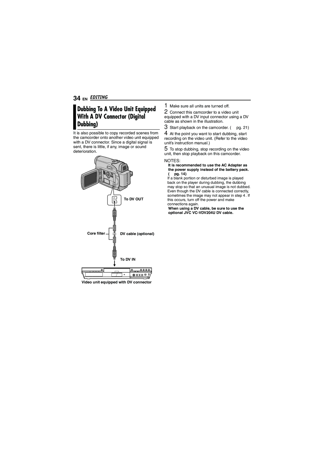 JVC GR-D340E/EK manual Dubbing, To DV OUT 