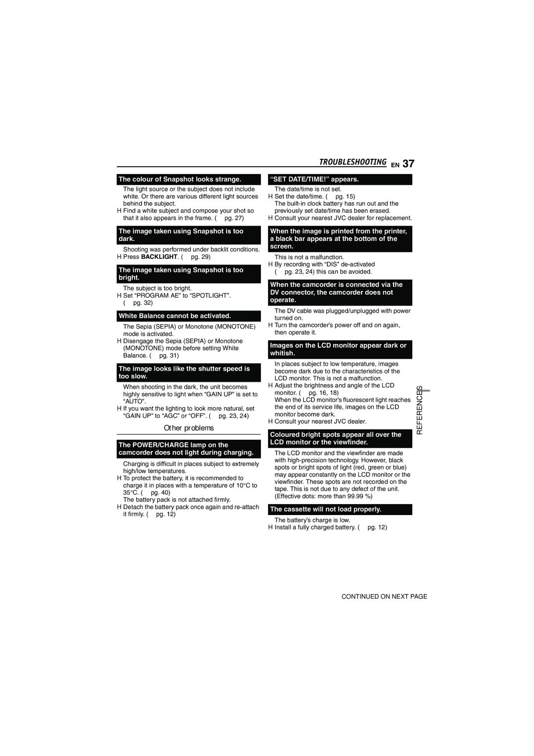 JVC GR-D340E/EK manual Other problems, Troubleshooting EN 