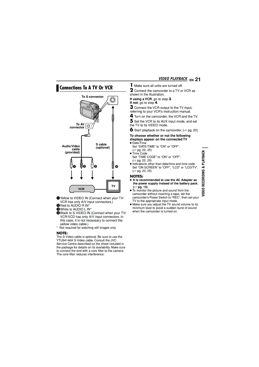 JVC GR-D350AG manual Video Playback EN, Make sure all units are turned off, Shown in the illustration, If not, go to step 