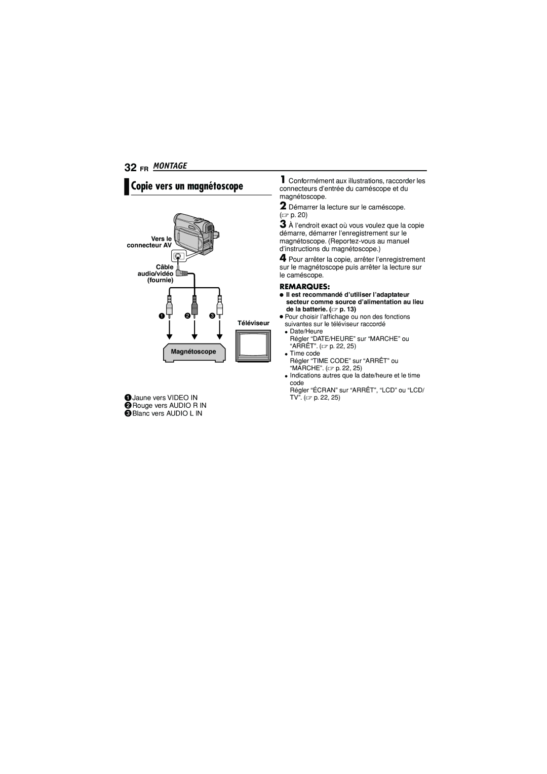 JVC GR-D350U manual FR Montage 