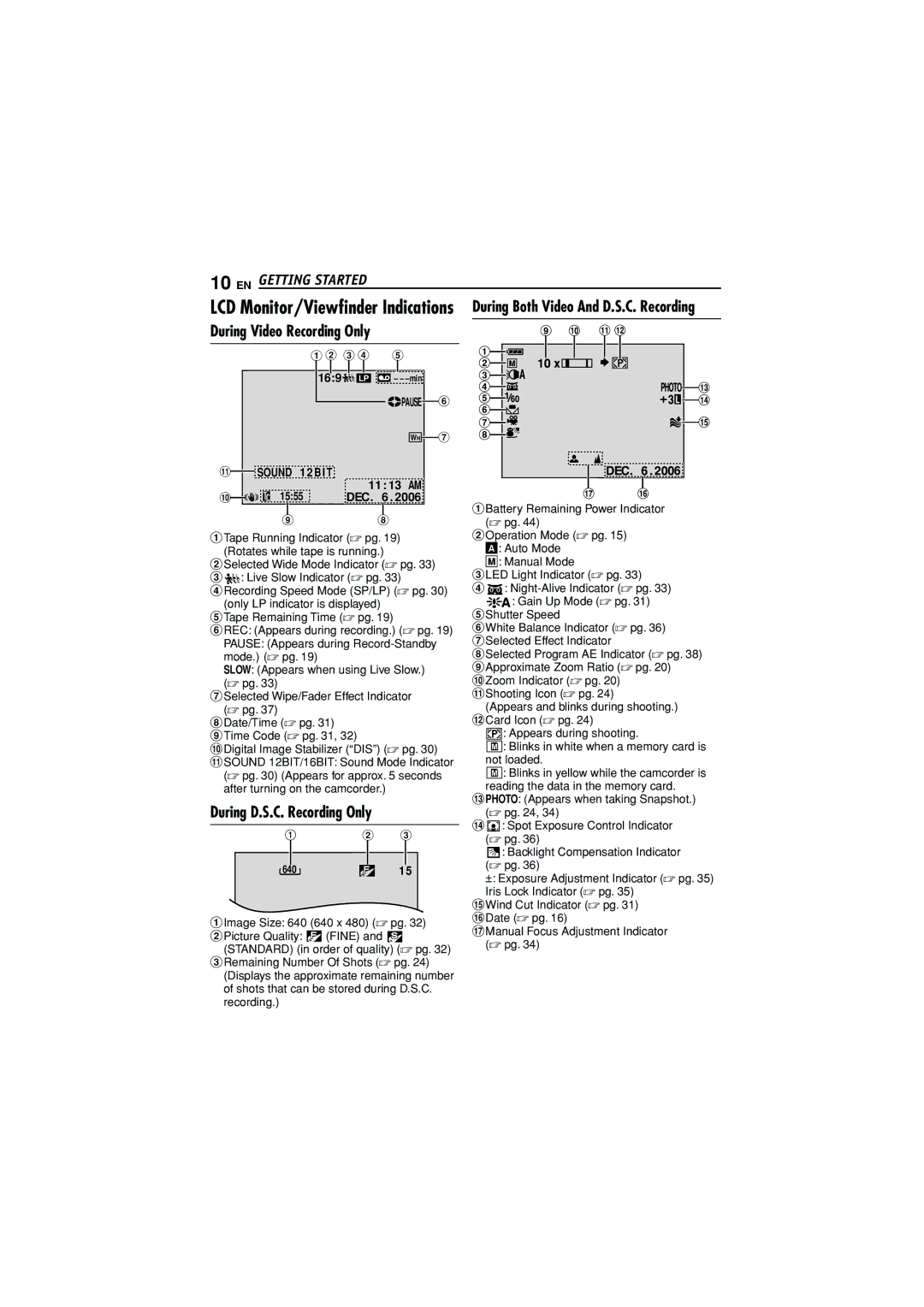 JVC GR-D372U manual During D.S.C. Recording Only, Pause, 11 13 AM, 1555, 640 