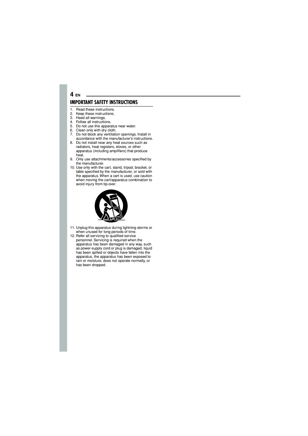 JVC GR-D372U manual Important Safety Instructions 