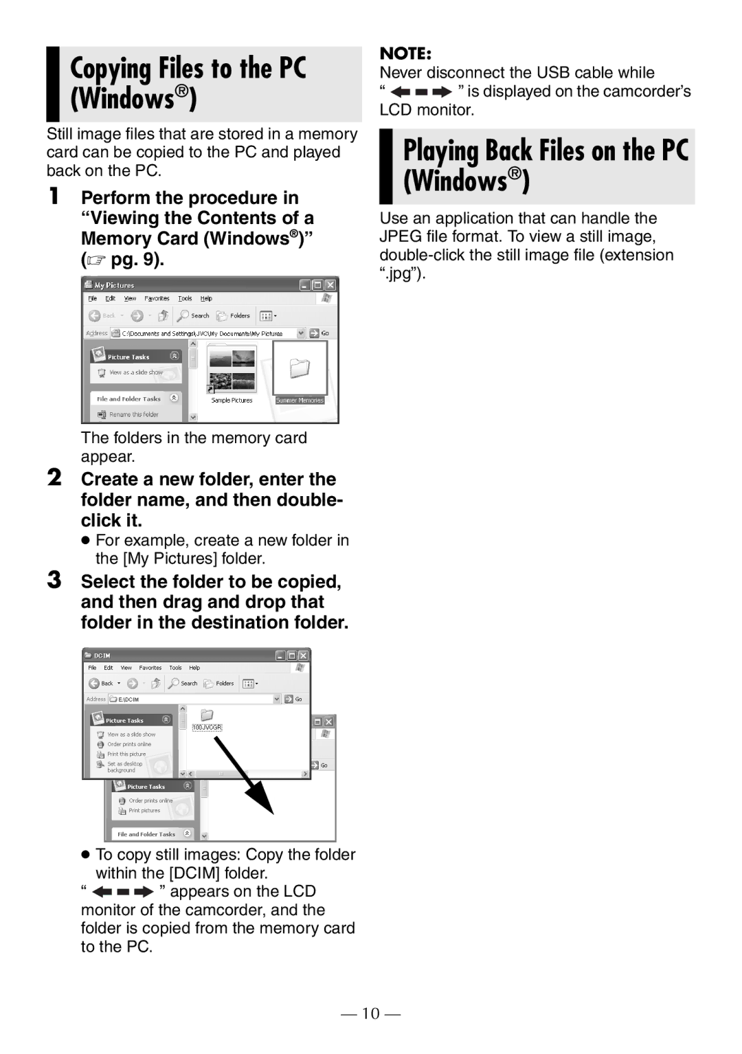 JVC GR-D372U manual Playing Back Files on the PC Windows 