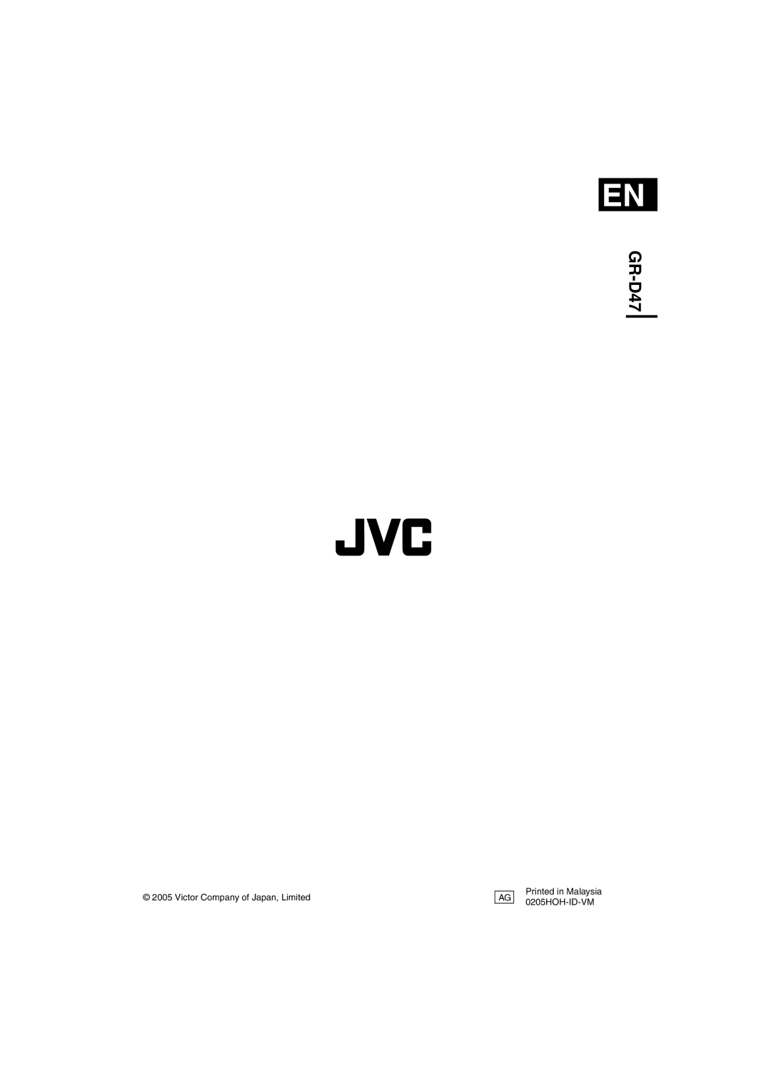 JVC GR-D47 manual Victor Company of Japan, Limited 