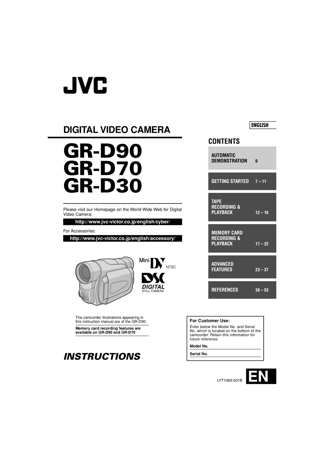 JVC instruction manual GR-D90 GR-D70 GR-D30 