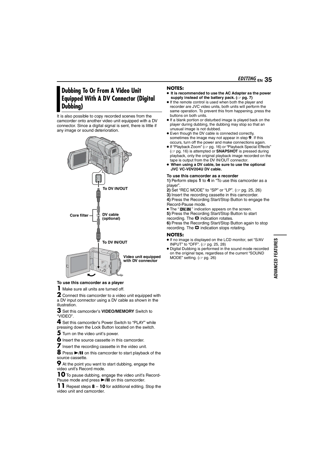 JVC GR-D72 manual Dubbing, Equipped With a DV Connector Digital, It is also possible to copy recorded scenes from 