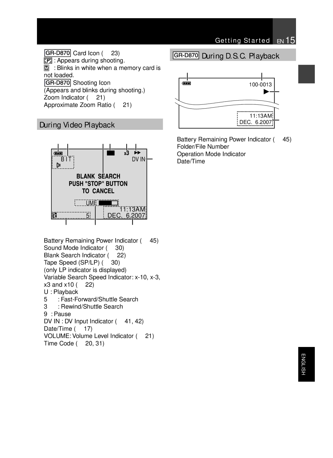 JVC GR-D850 GR-D870 instruction manual During Video Playback, I T, Volume, 20 21 1113AM DEC 