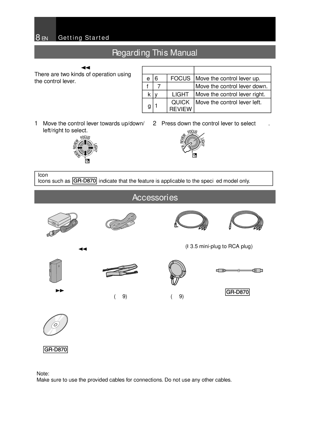 JVC GR-D850 GR-D870 instruction manual Regarding This Manual, Accessories, EN Getting Started 