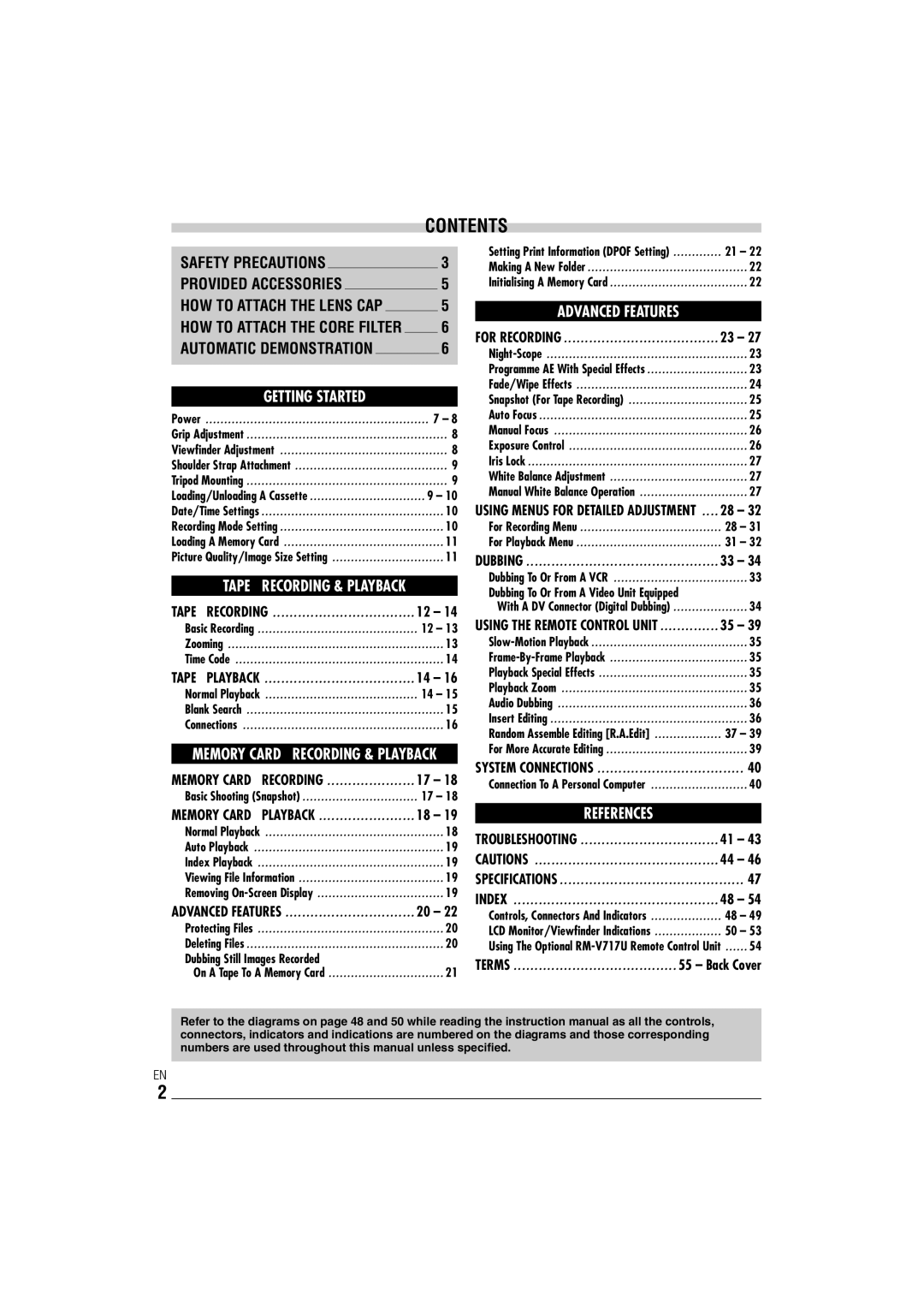 JVC GR-D90 GR-D70 instruction manual Contents 