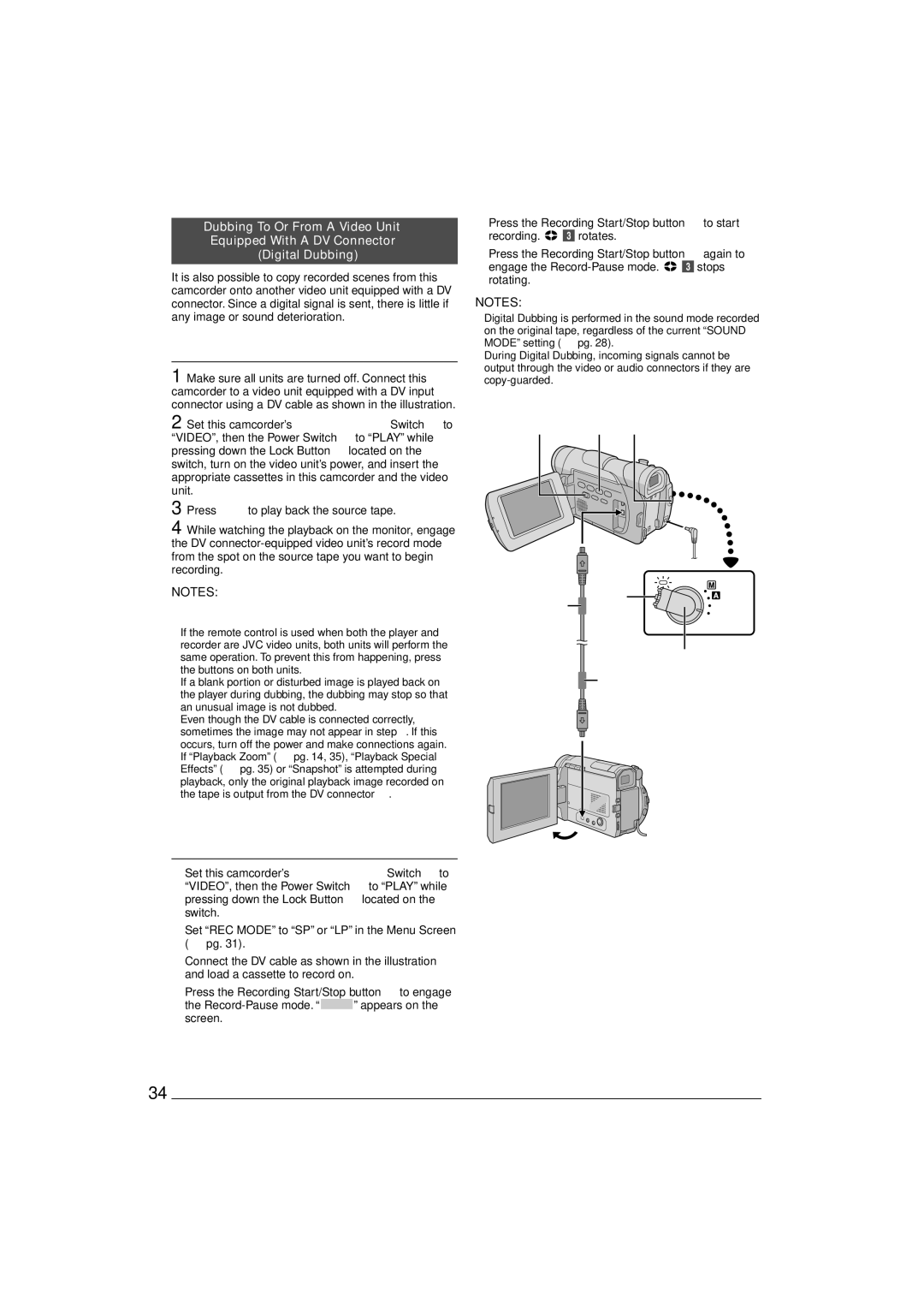 JVC GR-D90 GR-D70 instruction manual To DV @ Core filter, DV cable Optional Core filter To DV 