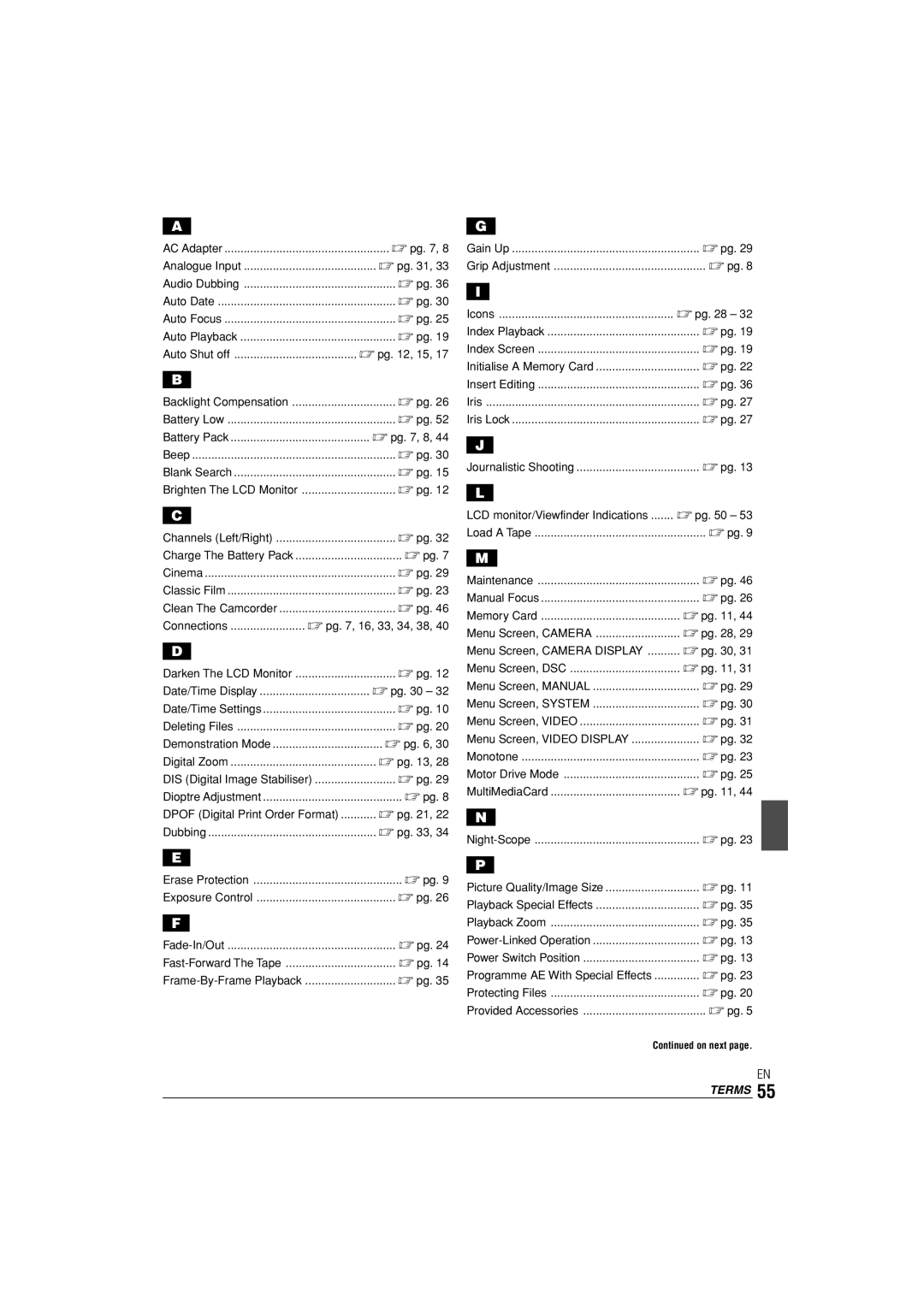 JVC GR-D90 GR-D70 instruction manual Terms 