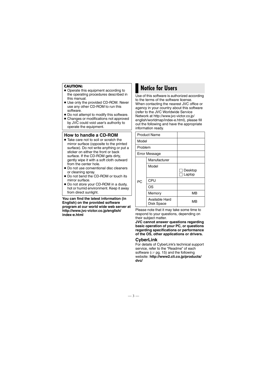 JVC GR-DF430 instruction manual How to handle a CD-ROM 