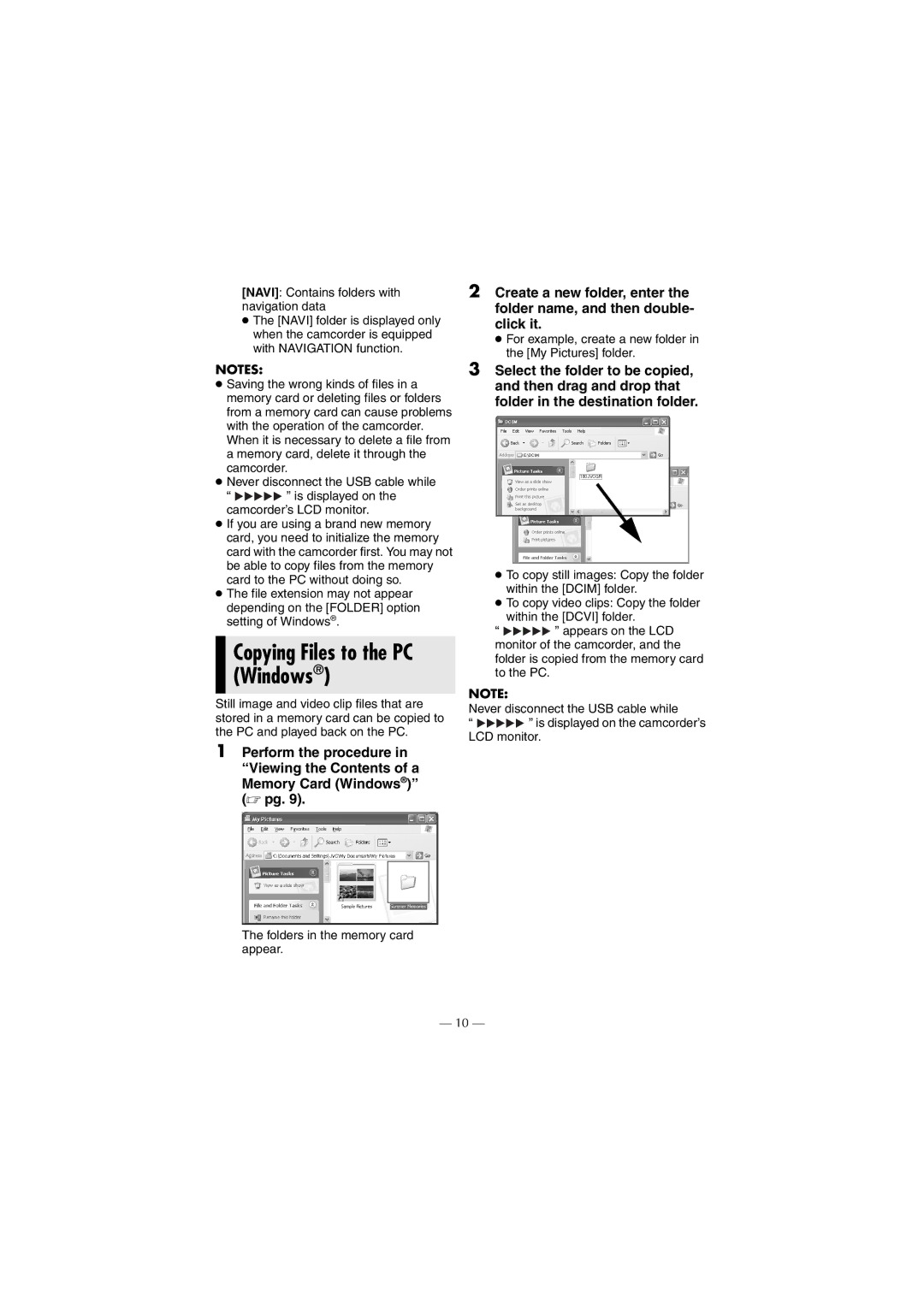 JVC GR-DF430 instruction manual Copying Files to the PC Windows 