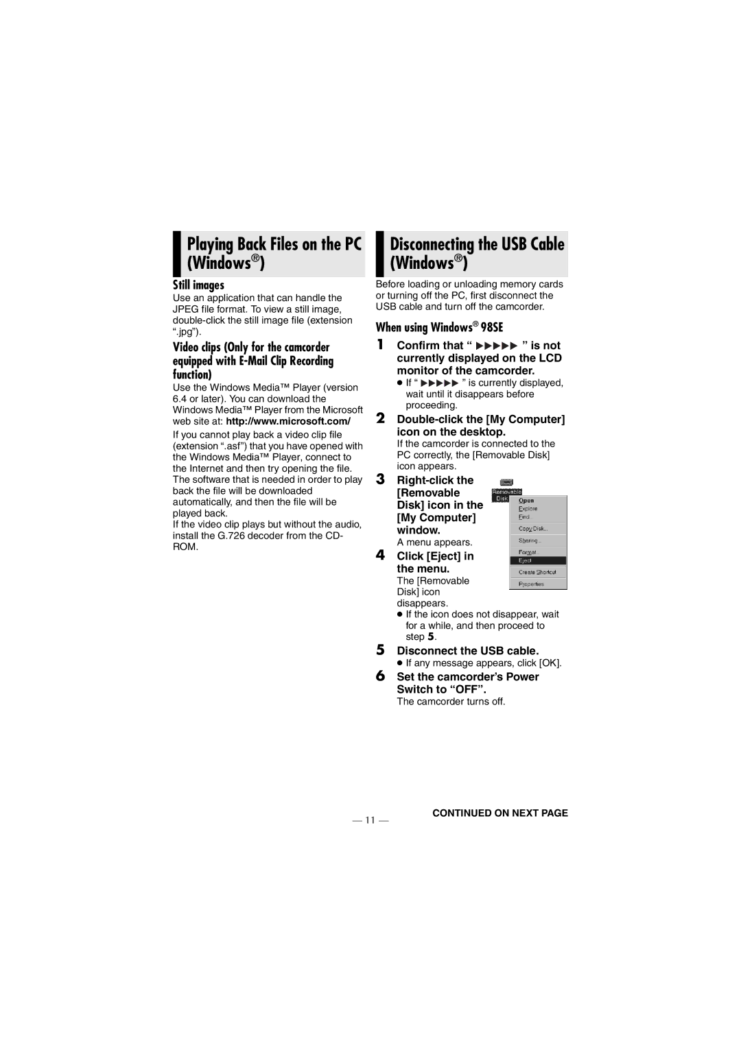 JVC GR-DF430 instruction manual Still images, When using Windows 98SE 