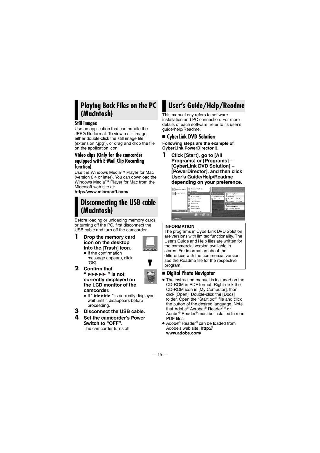 JVC GR-DF450 instruction manual Playing Back Files on the PC Macintosh 