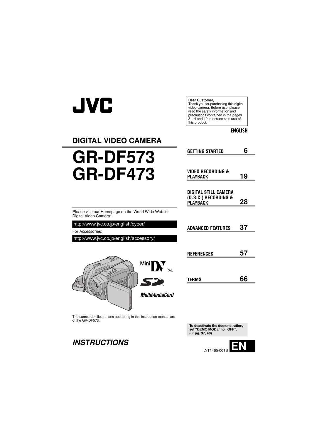 JVC GR-DF473, GR-DF573 instruction manual Digital Still Camera D.S.C. Recording, Dear Customer,  pg 