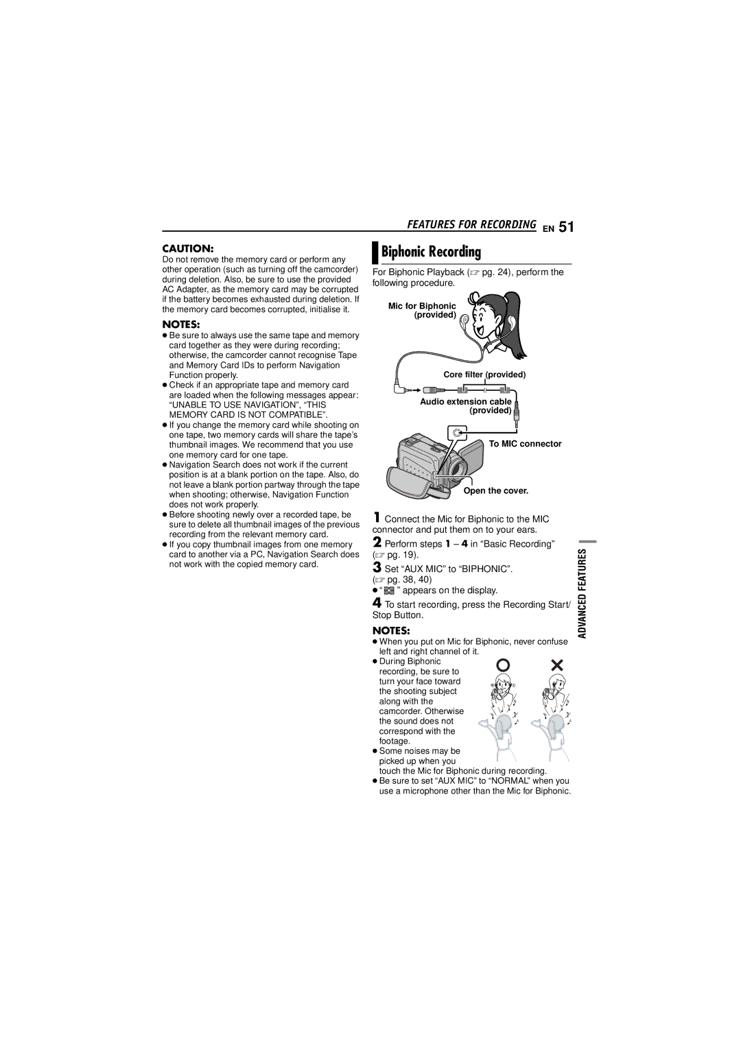 JVC GR-DF473, GR-DF573 instruction manual Biphonic Recording 