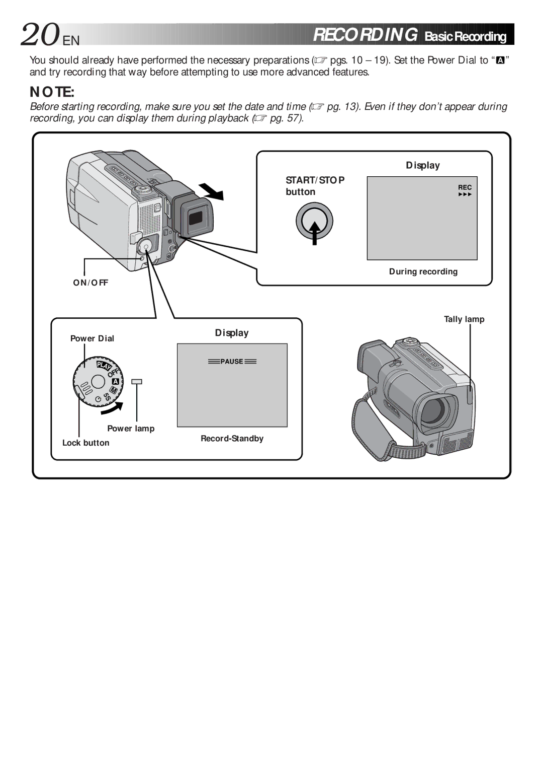 JVC GR-DLS1 manual EN Recording, Display 