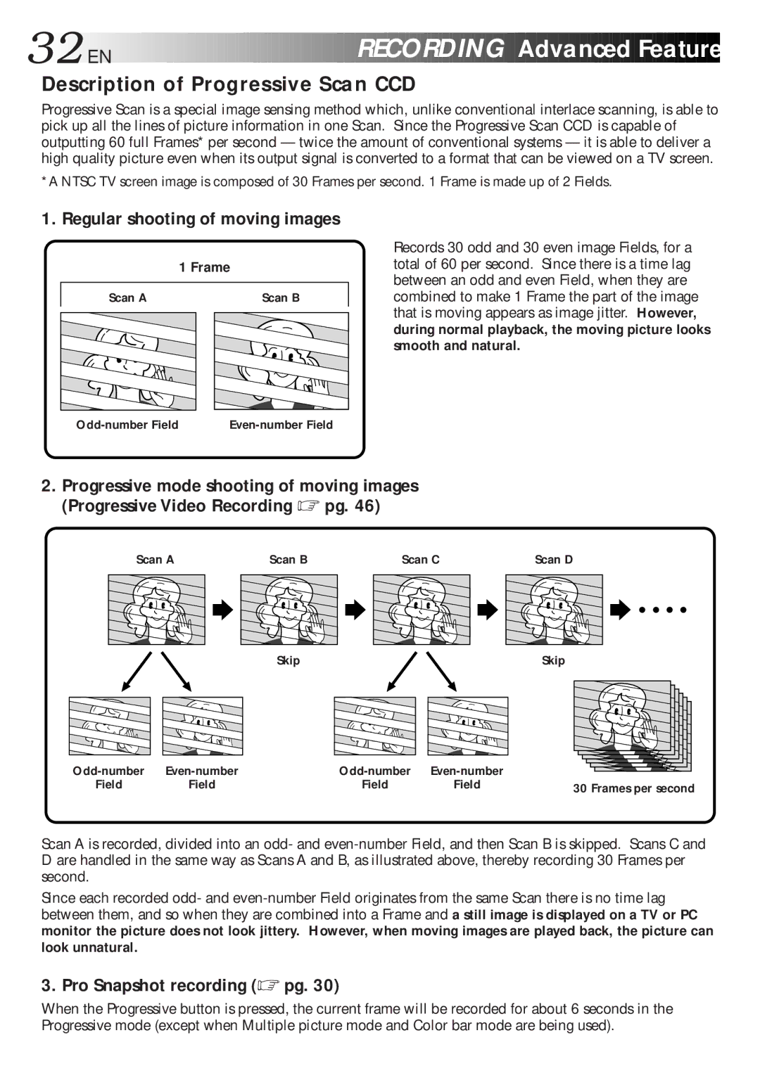 JVC GR-DLS1 manual Description of Progressive Scan CCD, Frame 