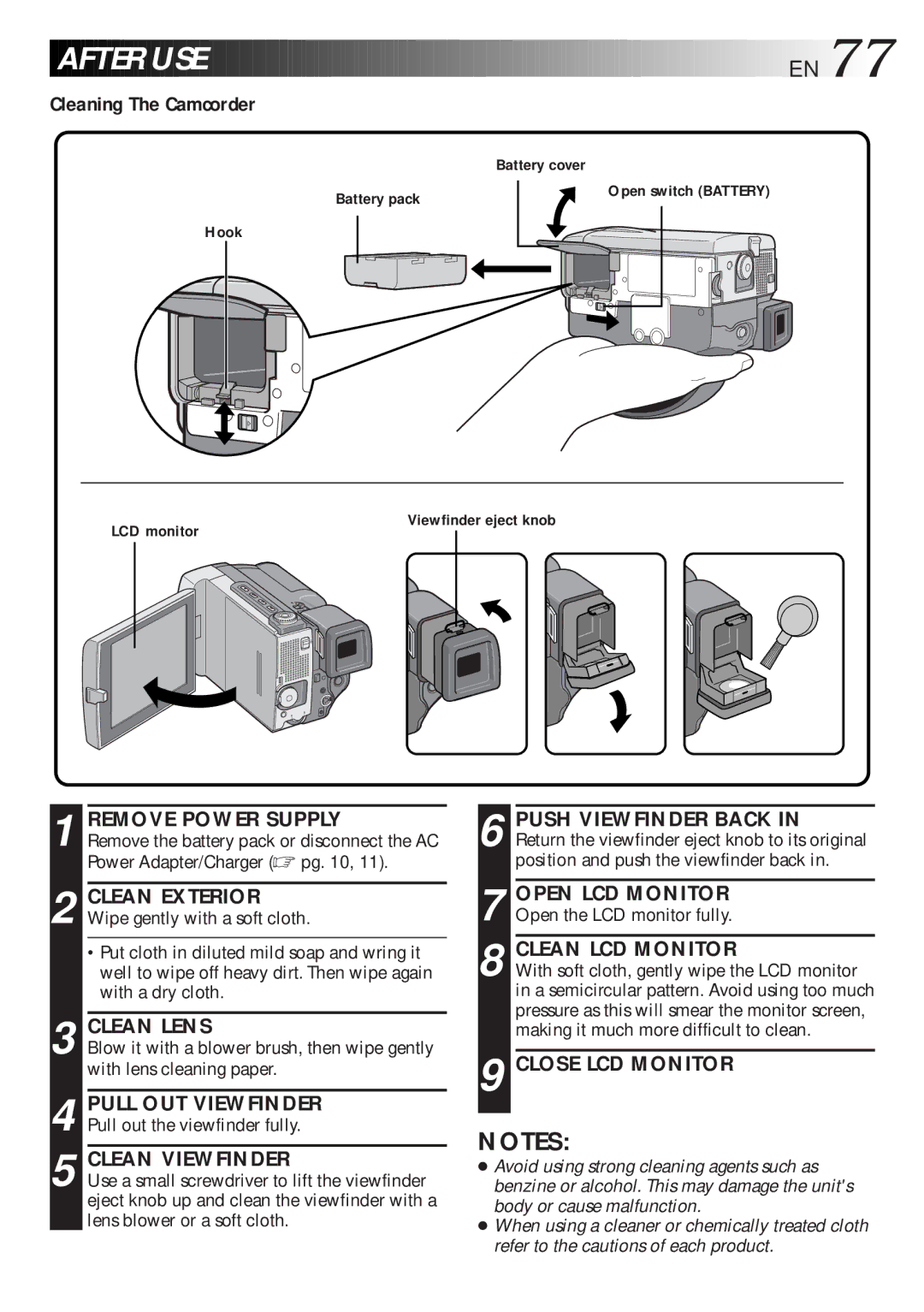 JVC GR-DLS1 manual After USE, Cleaning The Camcorder 