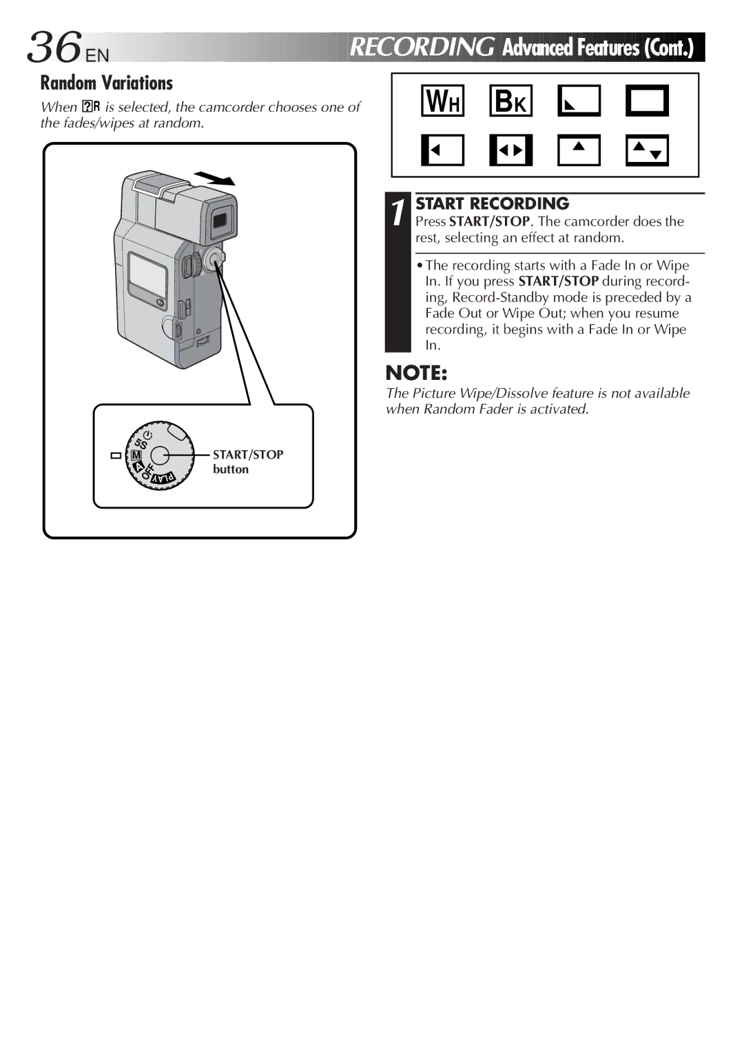 JVC GR DV 3 specifications Random Variations 