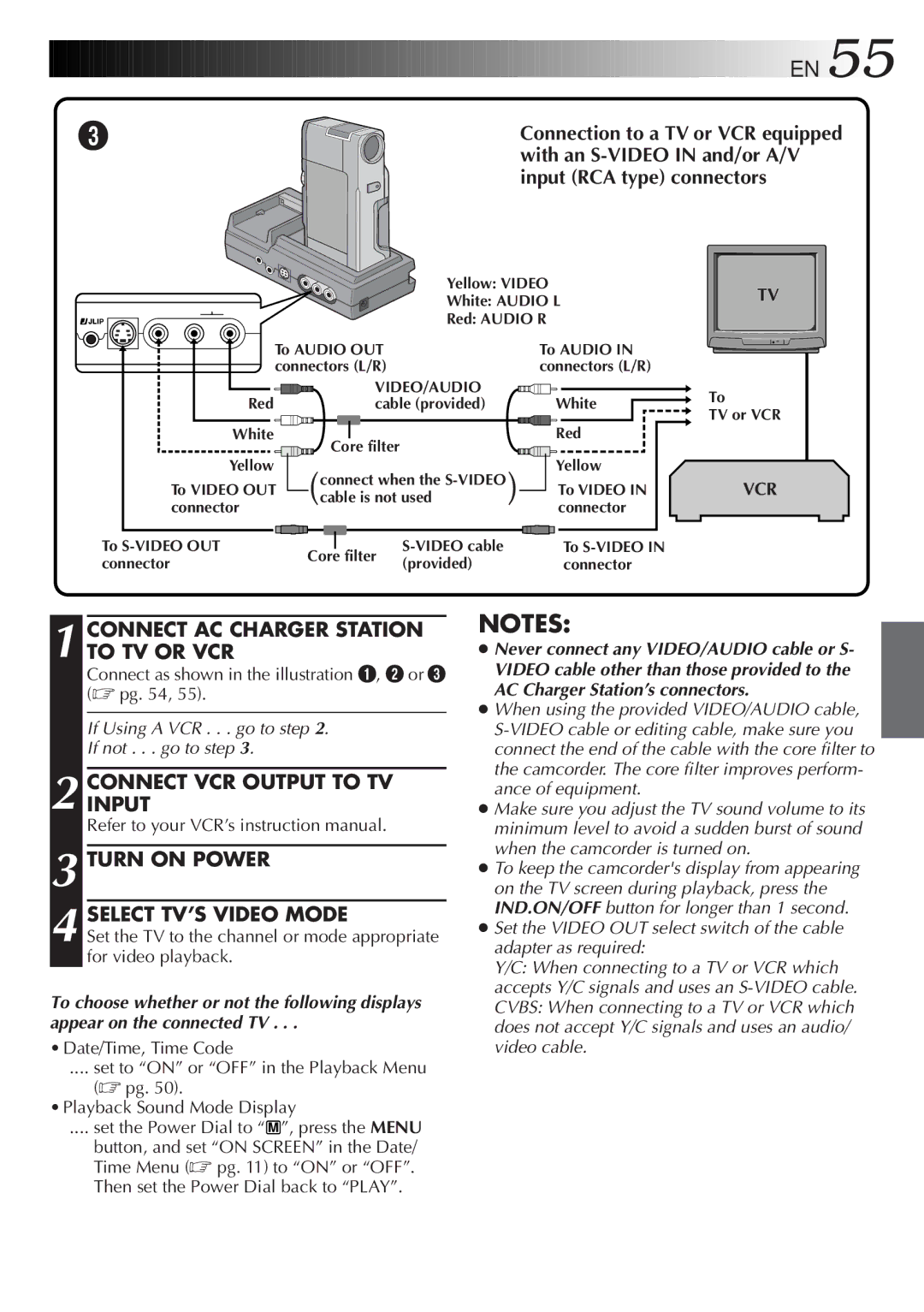 JVC GR DV 3 specifications To S-VIDEO OUT connector 