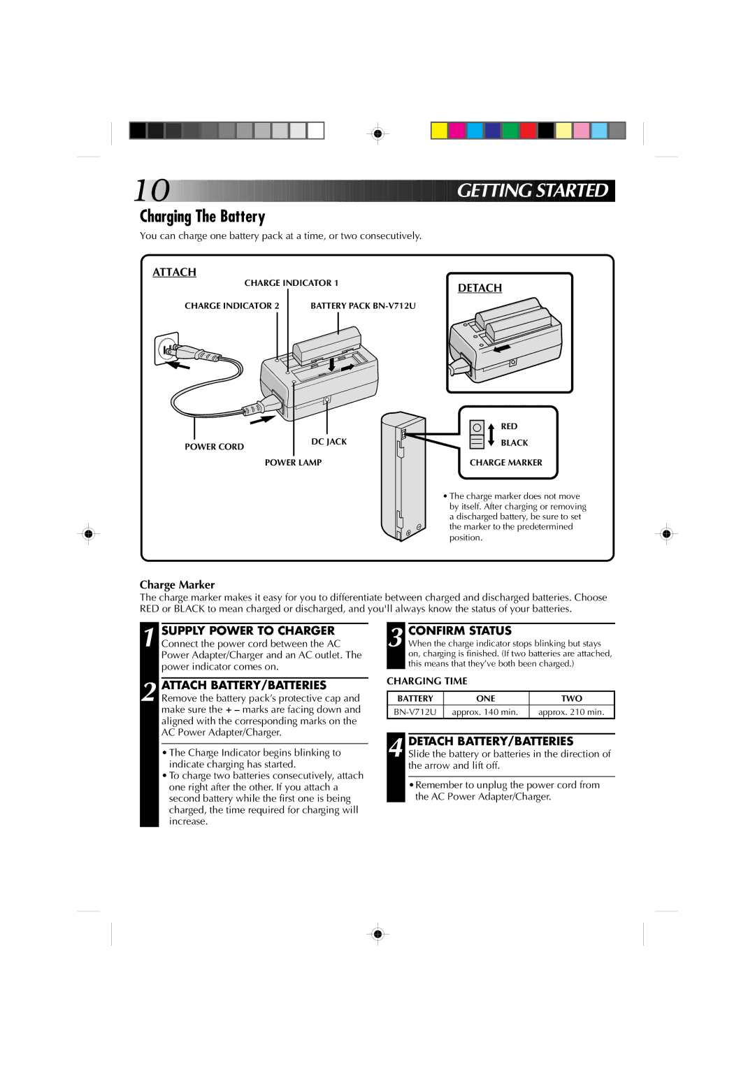 JVC GR-DV1 manual Etting Started, Charging The Battery 