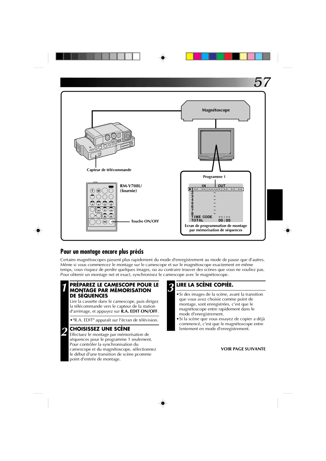 JVC GR-DV1 manual Pour un montage encore plus précis, DE Séquences, Choisissez UNE Scène, Lentement en mode denregistrement 