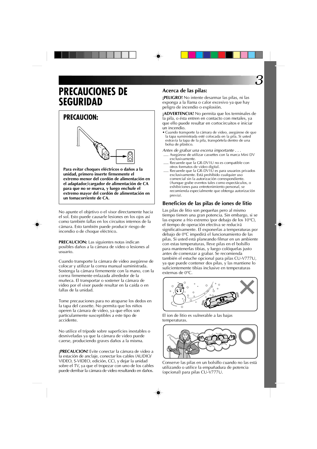 JVC GR-DV1 manual Acerca de las pilas, Beneficios de las pilas de iones de litio 