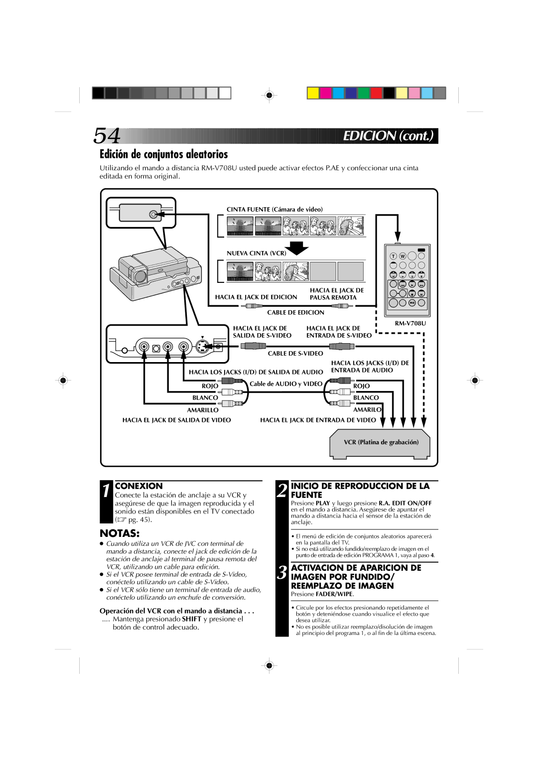 JVC GR-DV1 manual EDI Cion, Edición de conjuntos aleatorios, Conexion, Inicio DE Reproduccion DE LA Fuente 