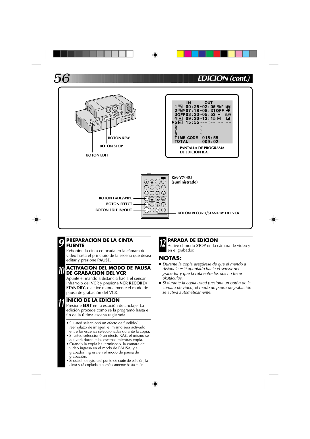 JVC GR-DV1 manual Preparacionfuente DE LA Cinta, Activacion DEL Modo DE Pausa DE Grabacion DEL VCR, Inicio DE LA Edicion 