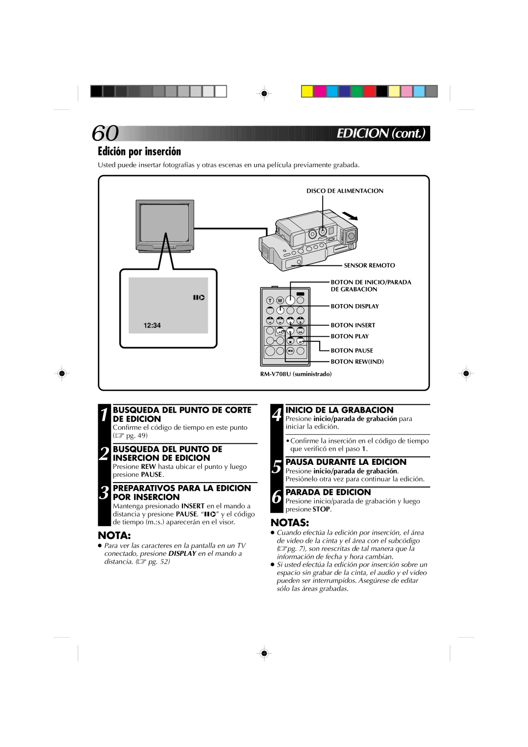 JVC GR-DV1 manual Edición por inserción, Preparativos Para LA Edicion POR Insercion, Busquedade Edicion DEL Punto DE Corte 