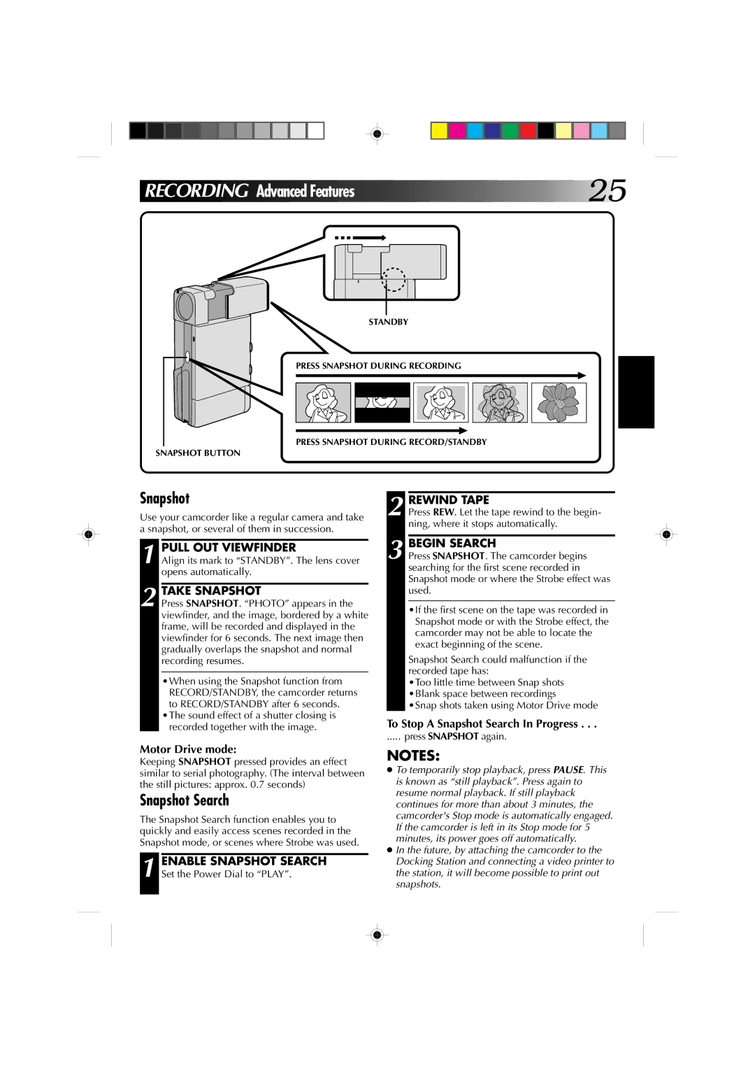 JVC GR-DV1 manual Snapshot Search 