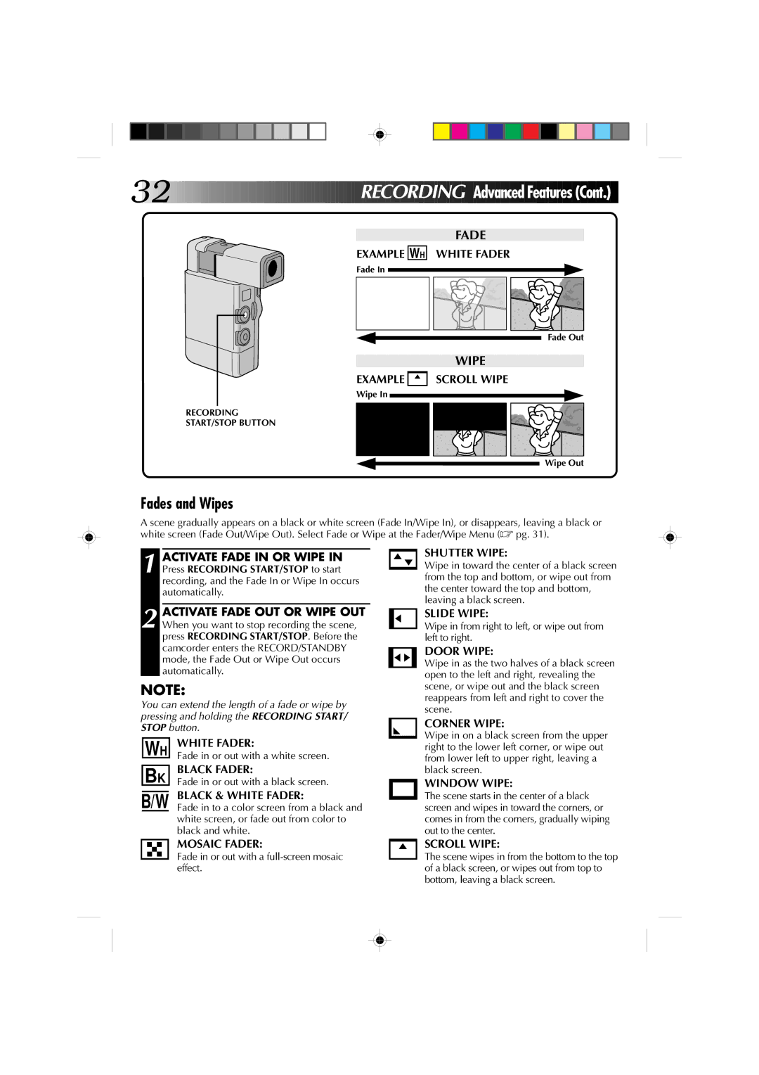 JVC GR-DV1 manual Fades and Wipes 