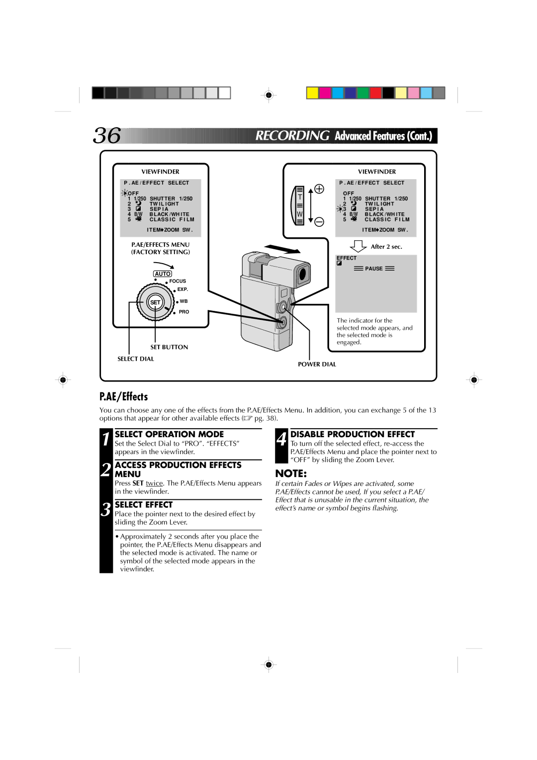 JVC GR-DV1 manual AE/Effects, Accessmenu Production Effects 