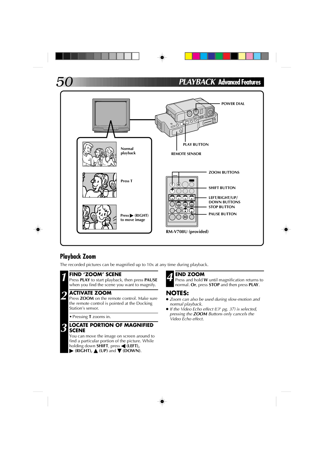 JVC GR-DV1 manual Playback Advanced Features, Playback Zoom 